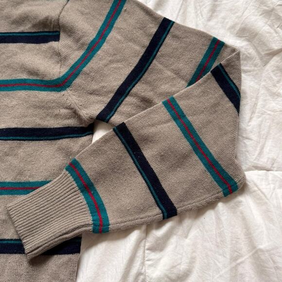 Vintage 60s 70s striped polo sweater shelter Bay size Large academia preppy - Picture 5 of 8